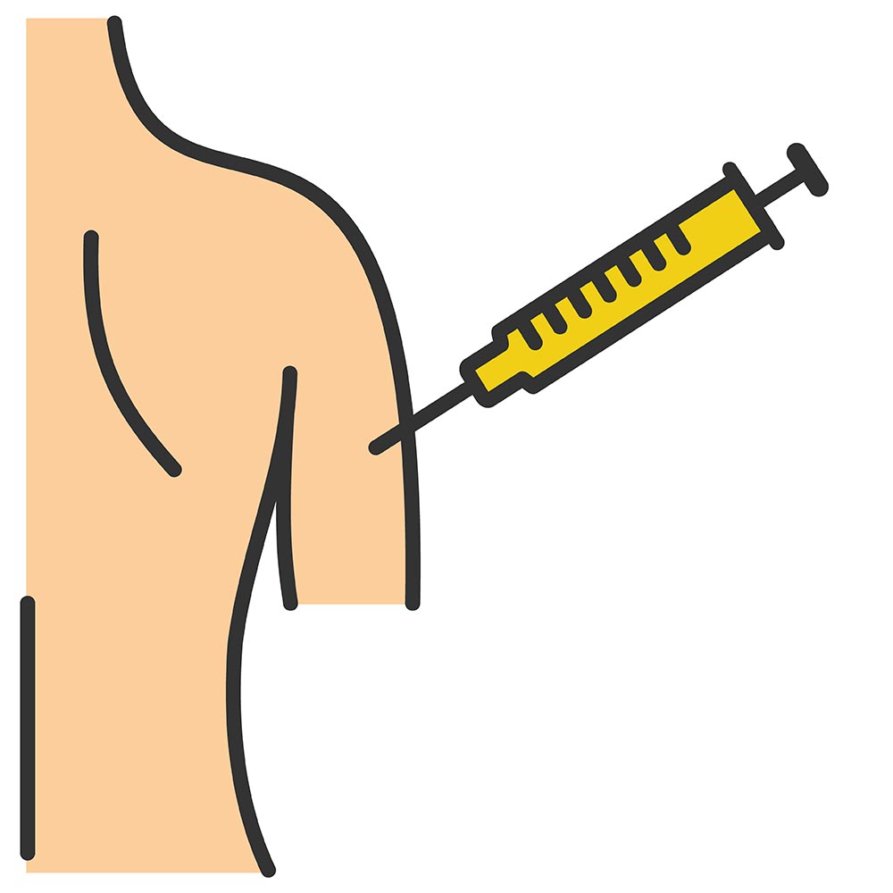 cartoon image of a needle and a persons arm